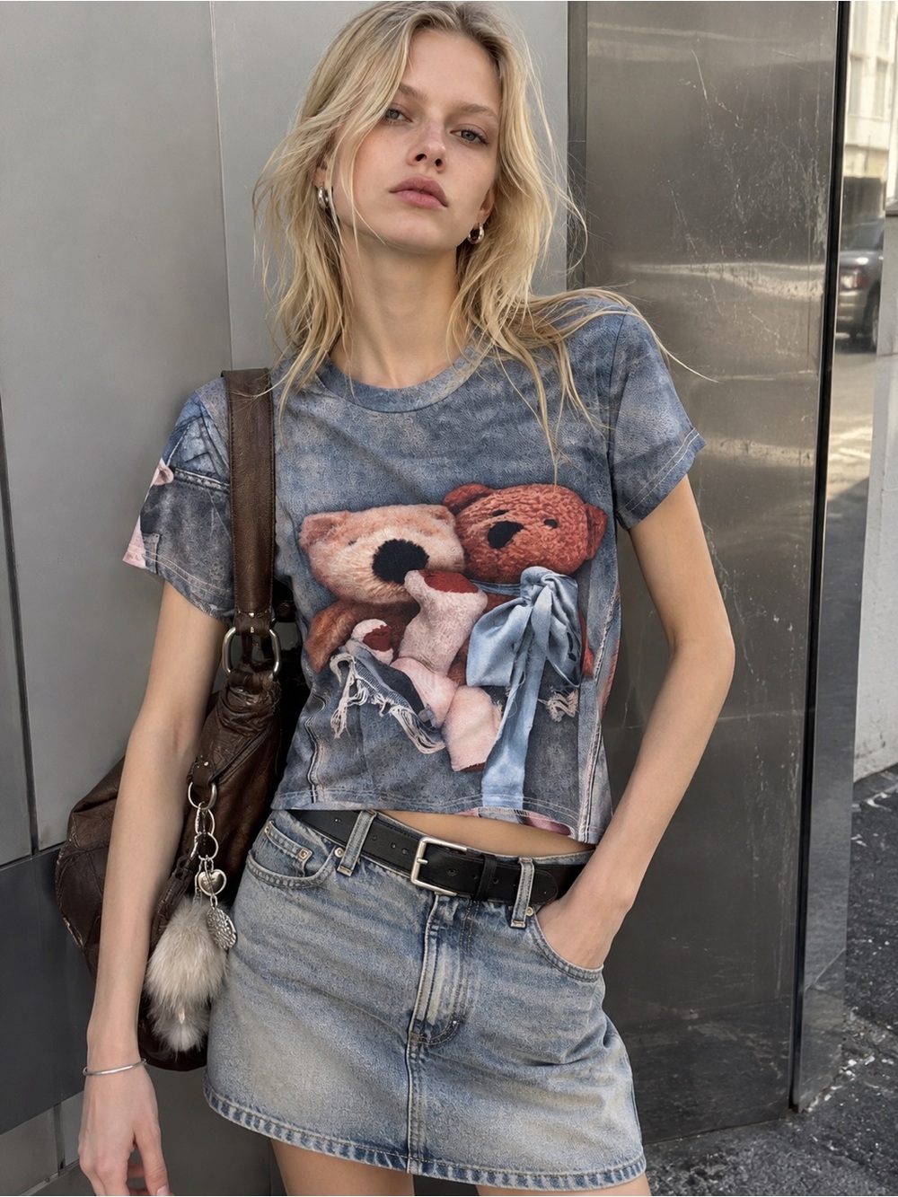 Blue Graphic Teddy Short-Sleeve Tee